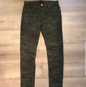 Mens Boys Camo Green Tan Jogger Pant Slim Jean